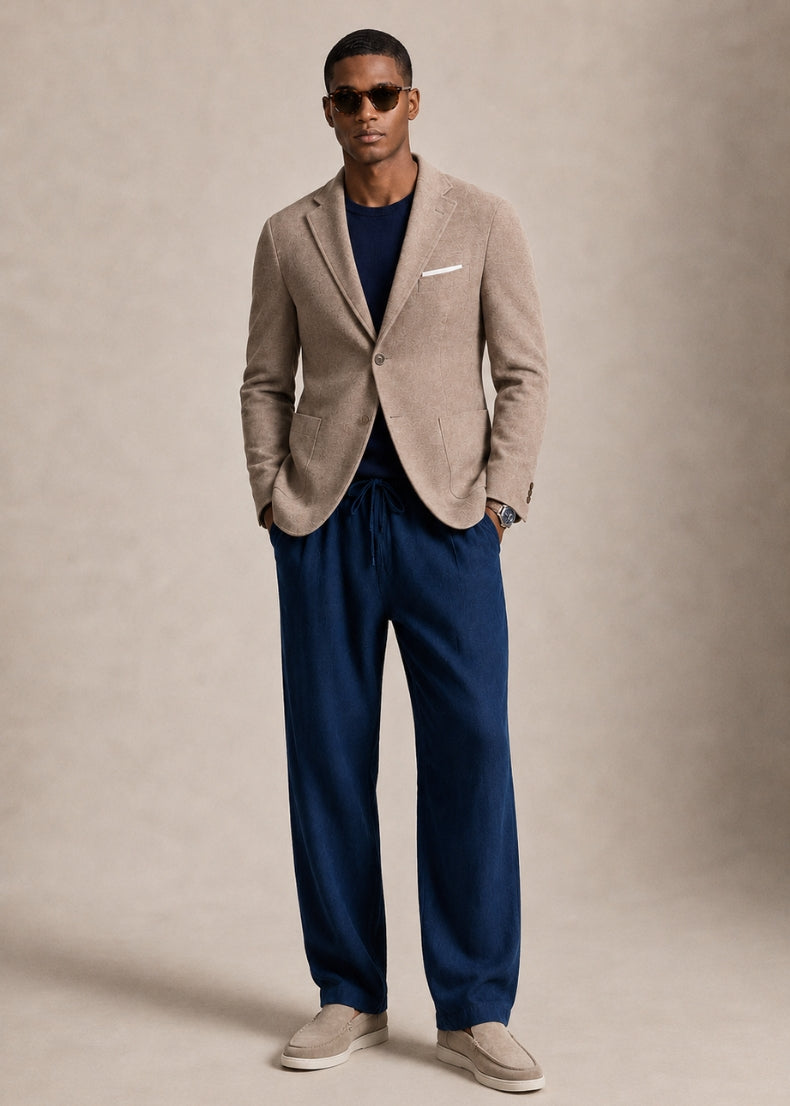 Caravaggio Linen Trousers. Color: Navy Blue