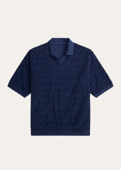 Camisa Azul Polo Felpuda com Tranças