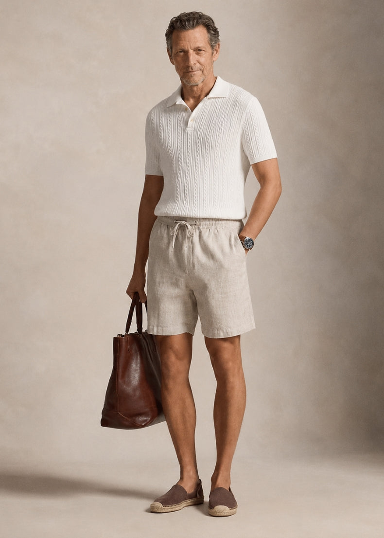 Monet Linen Shorts. Color: Light Beige