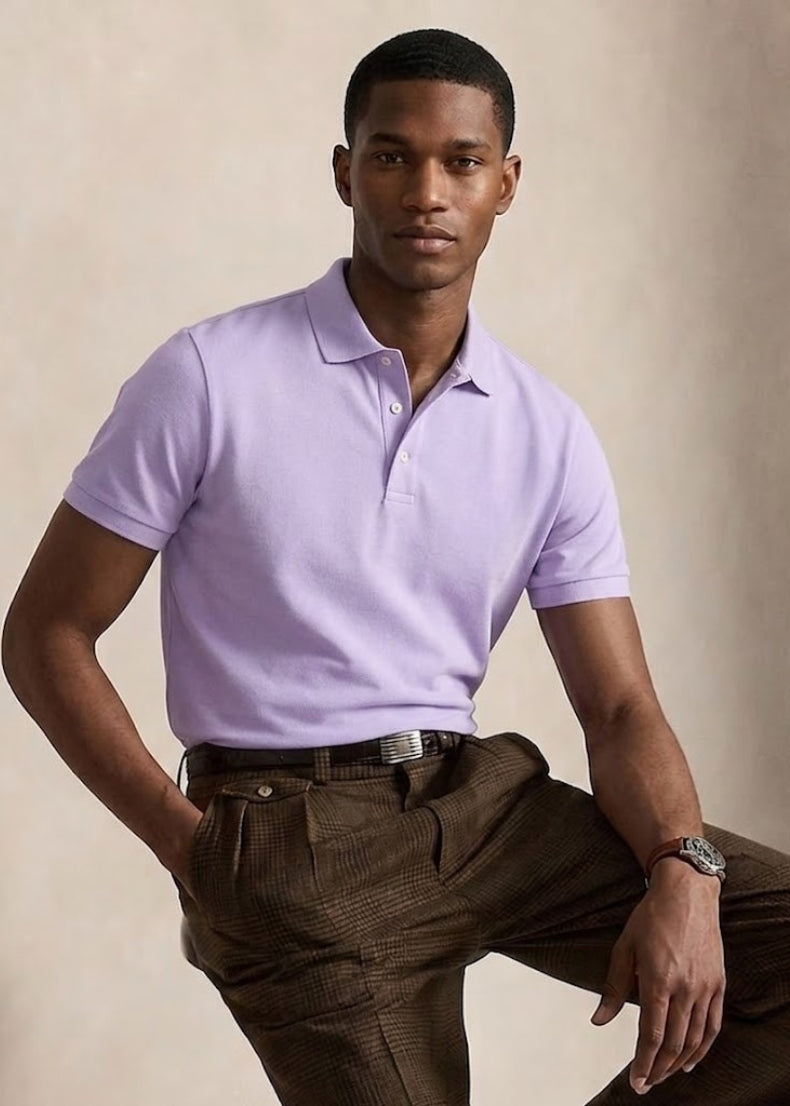 Powder Purple Stretch Polo Shirt