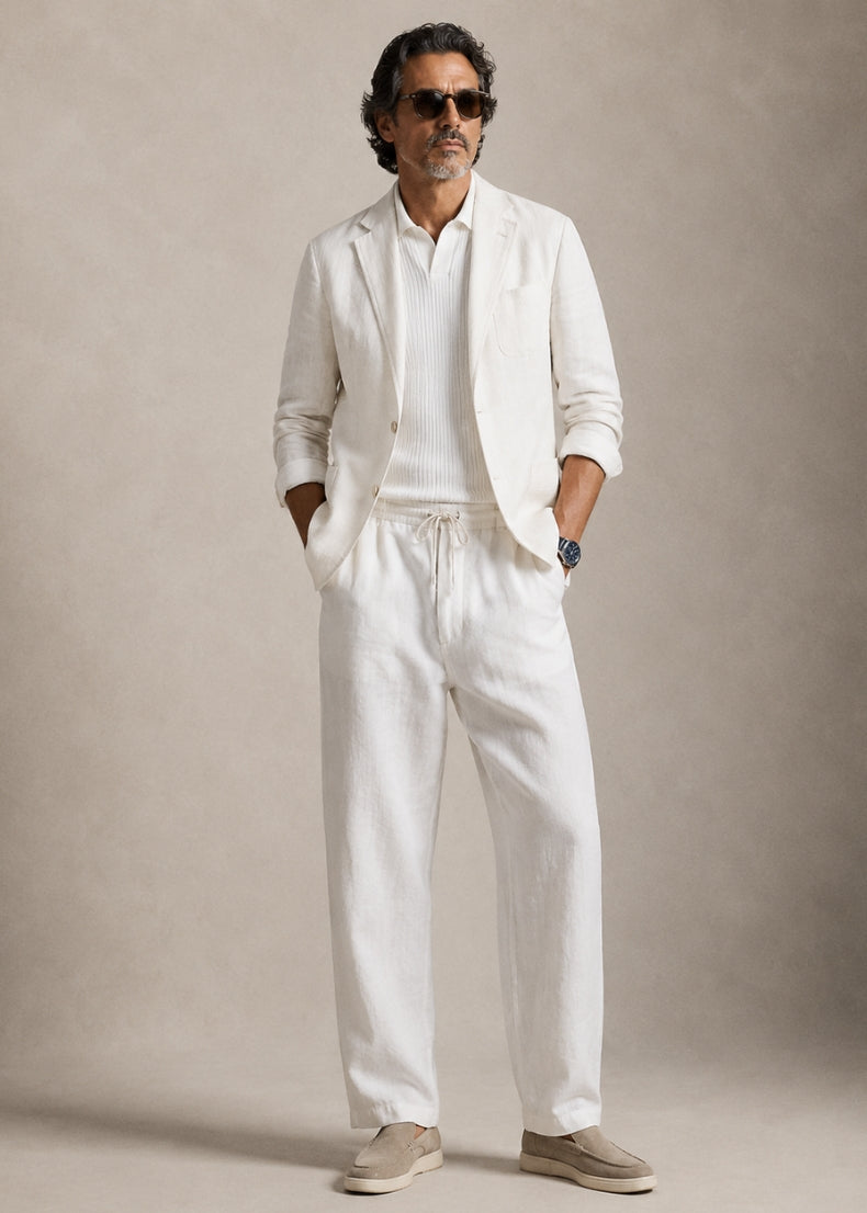 Da Vinci Linen Trousers. Color: White