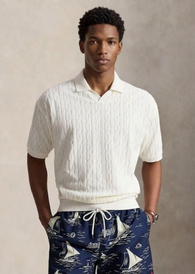 Camisa Polo Felpuda com Tranças Relaxed Fit