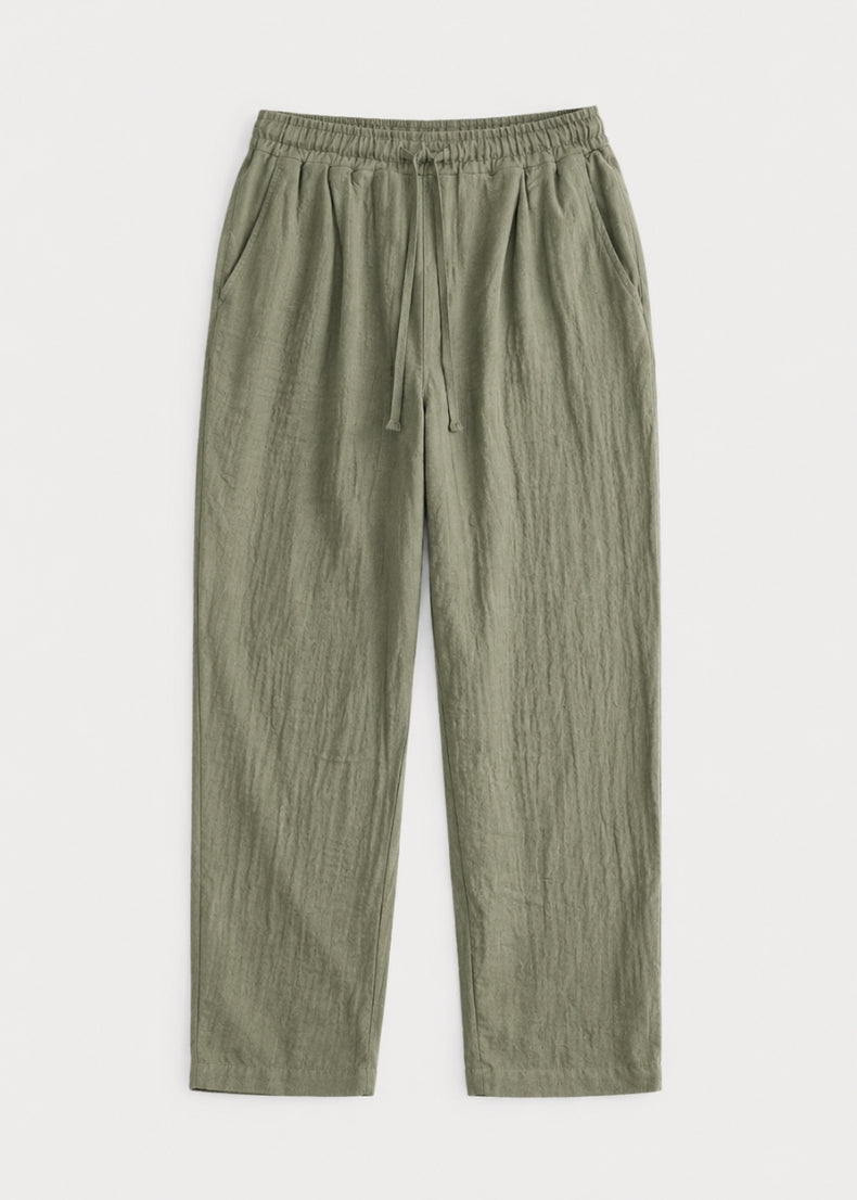 Van Gogh Linen Trousers. Color: Army Green