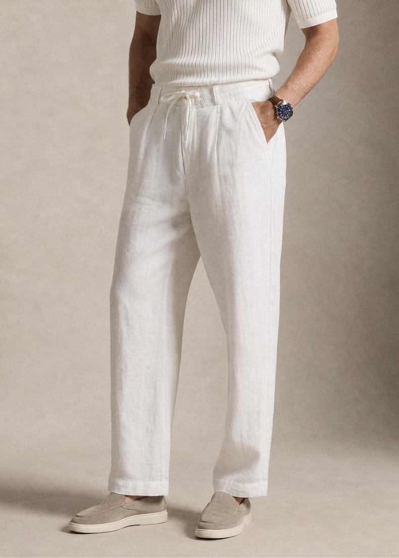 Da Vinci Linen Trousers. Color: White