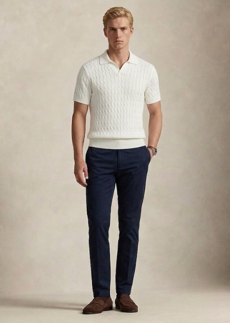 Leicester Cotton Polo-Collar Jumper