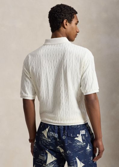 Camisa Polo Felpuda com Tranças Relaxed Fit
