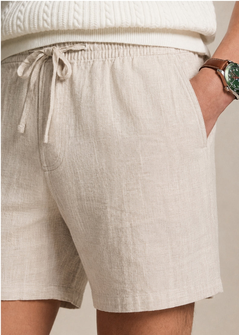 Monet Linen Shorts. Color: Light Beige