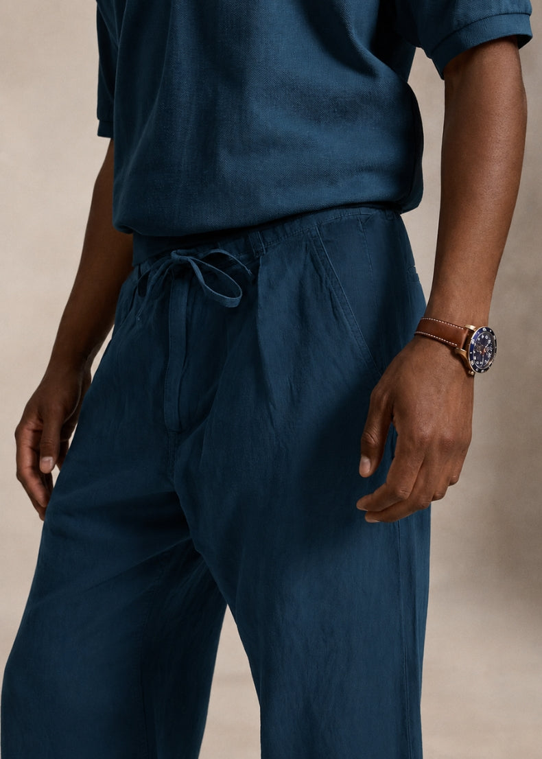 Caravaggio Linen Trousers. Color: Navy Blue