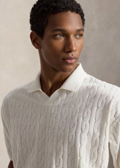 Camisa Polo Felpuda com Tranças Relaxed Fit