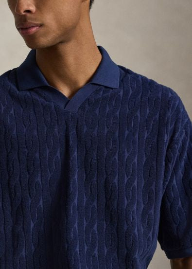 Camisa Azul Polo Felpuda com Tranças