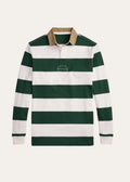 Camisa de Rugby Listrada com Gola Cáqui